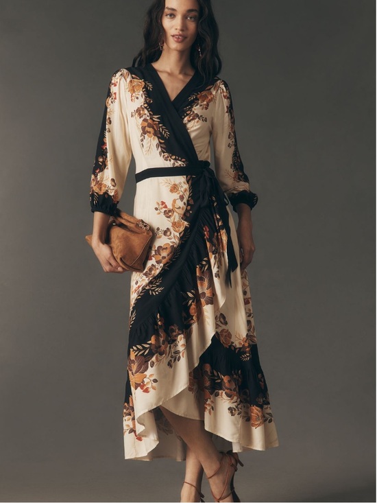 FARM Rio Dresses & Skirts - New FARM Rio Long Sleeve Floral Wrap Midi Dress